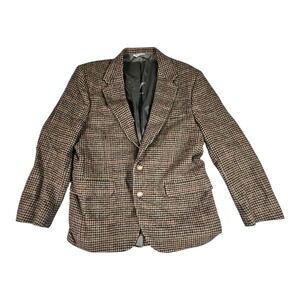 Orvis Men's Brown Plaid 100% Wool Quilted Blazer Jacket Coat 44R See Photos